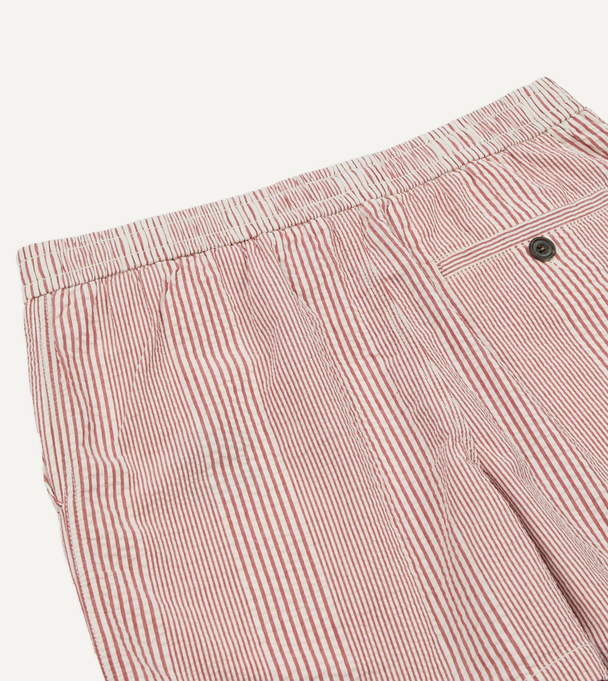 Drake's Red Stripe Seersucker Cotton Drawstring Shorts