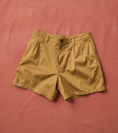 Drake's Khaki Cotton Wide Leg Double-Pleat Shorts