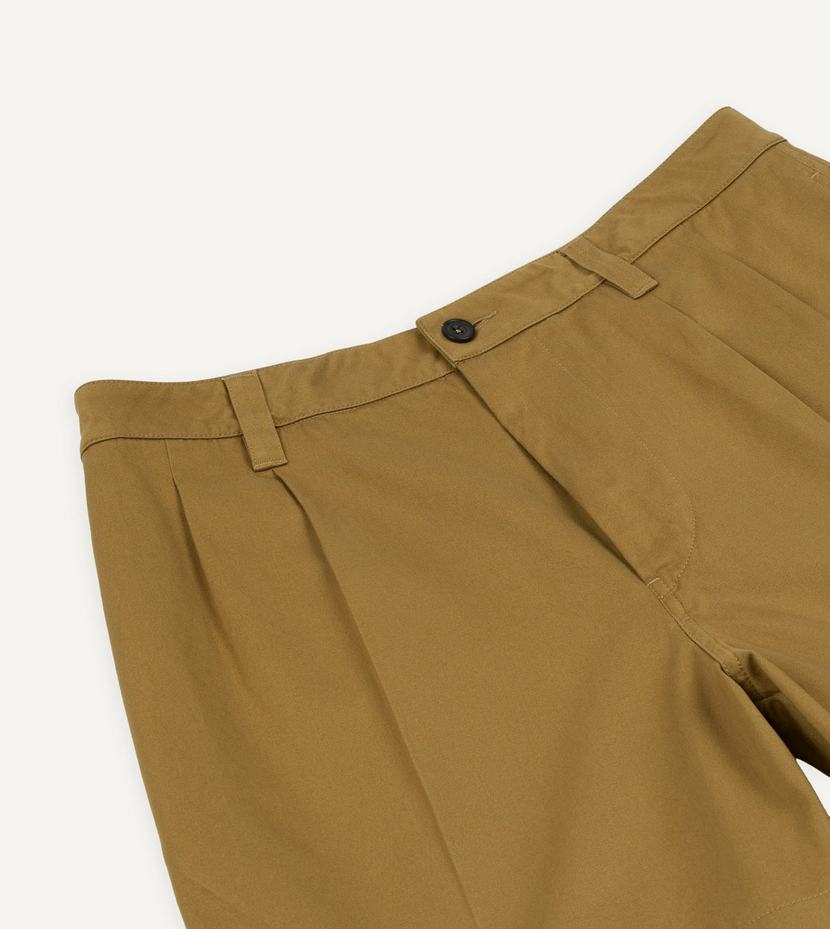 Drake's Khaki Cotton Wide Leg Double-Pleat Shorts