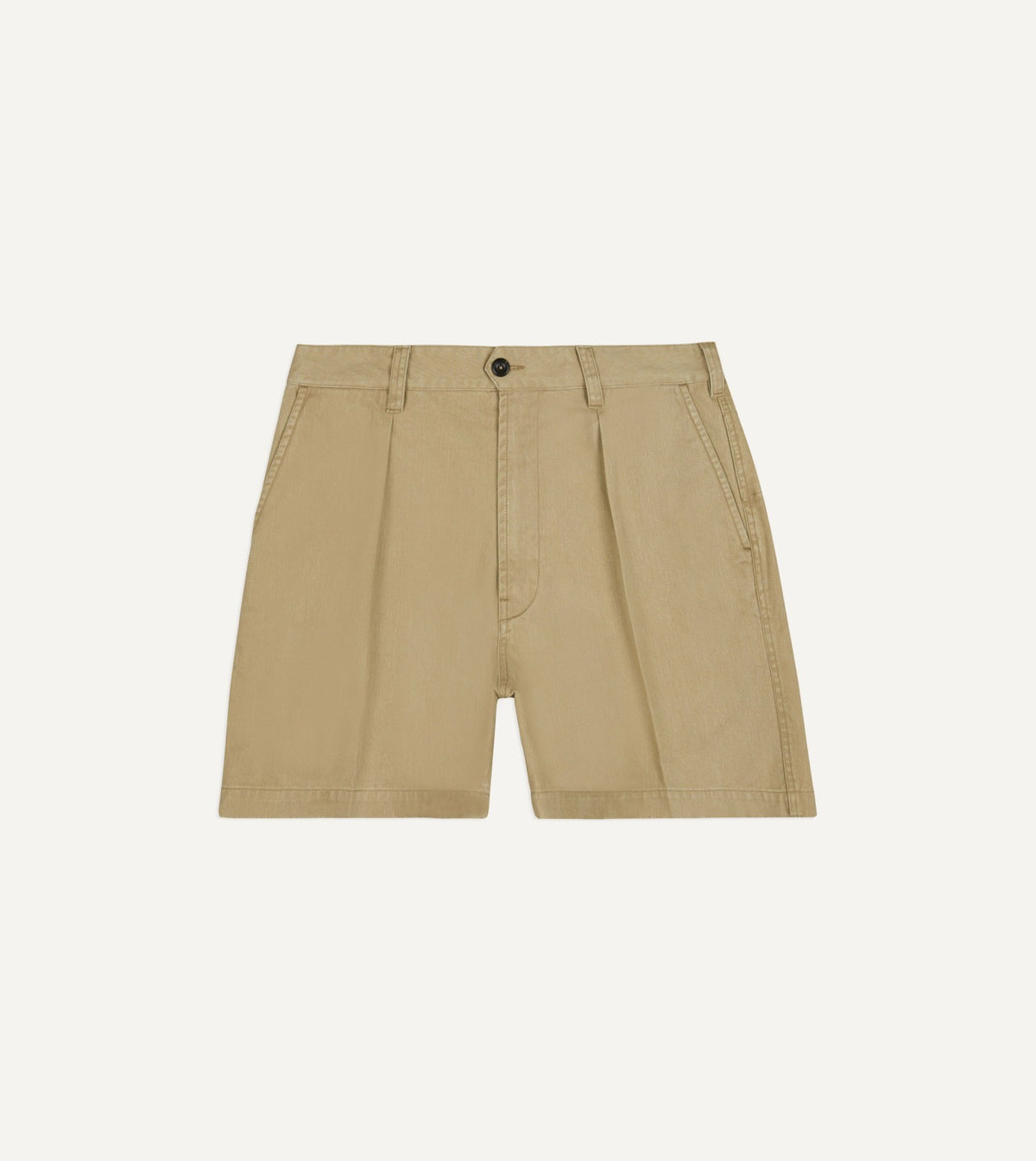 Drake's Beige Cotton Wide Leg Single-Pleat Shorts