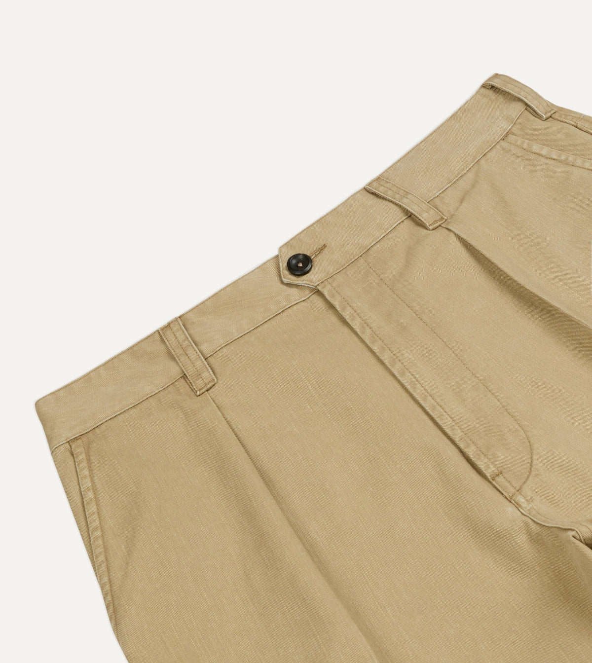 Drake's Beige Cotton Wide Leg Single-Pleat Shorts