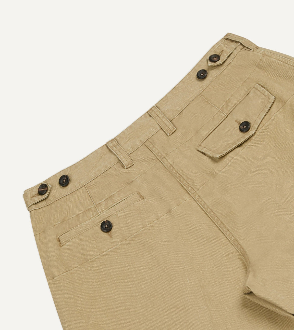 Drake's Beige Cotton Wide Leg Single-Pleat Shorts