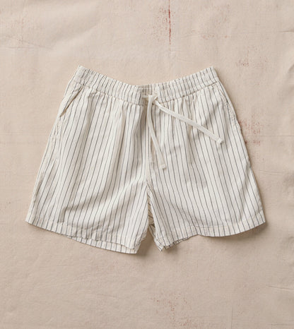 Drake's Ecru Pin Stripe Cotton Drawstring Shorts