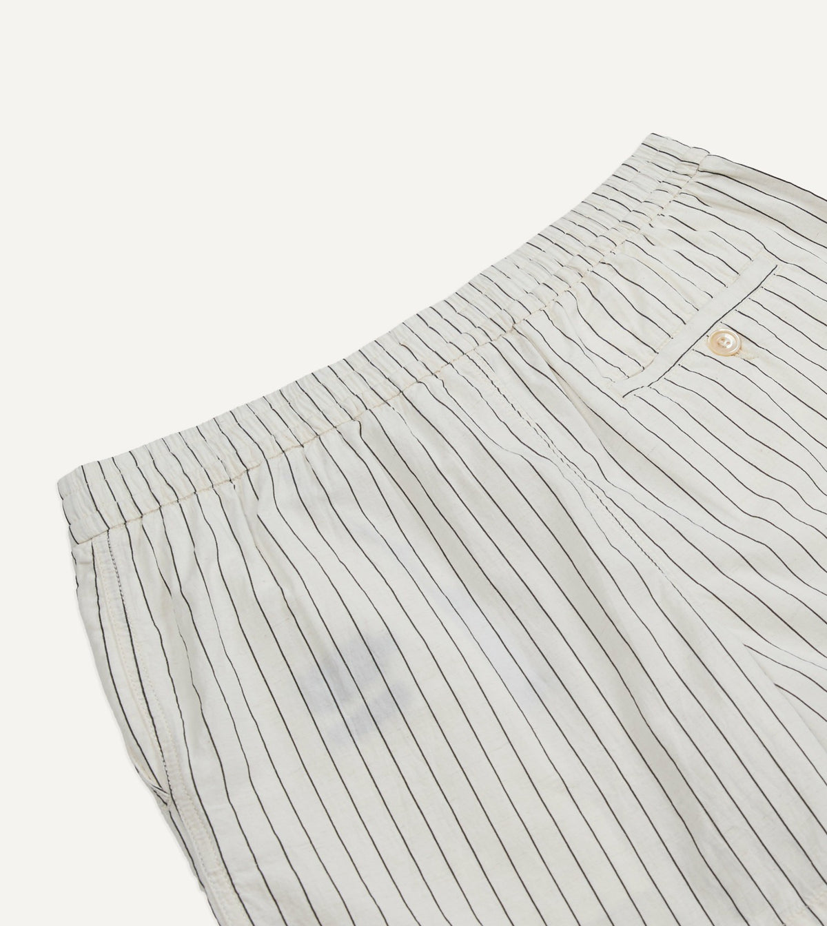 Drake's Ecru Pin Stripe Cotton Drawstring Shorts