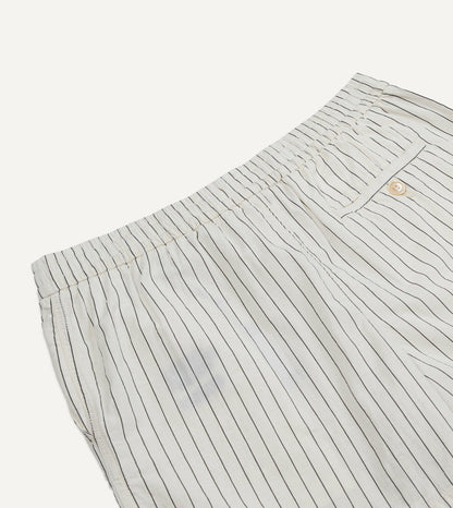 Drake's Ecru Pin Stripe Cotton Drawstring Shorts