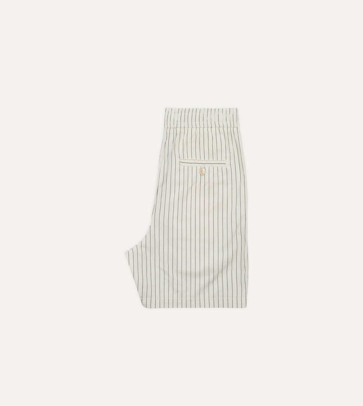 Drake's Ecru Pin Stripe Cotton Drawstring Shorts