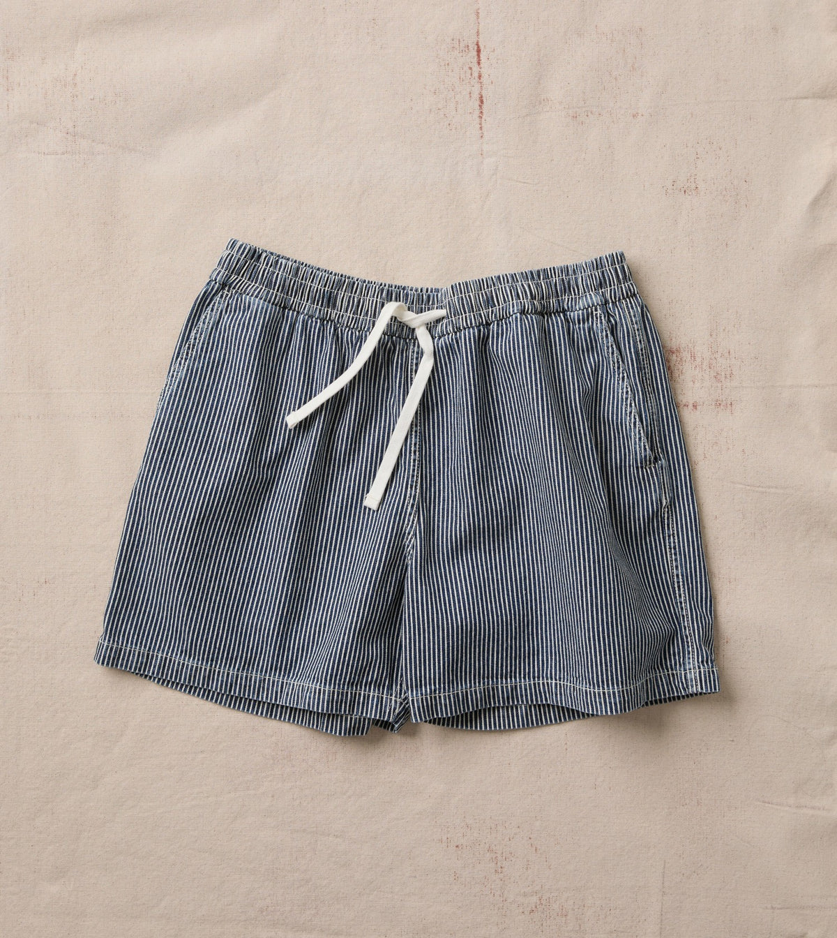 Drake's Indigo Stripe Cotton Drawstring Shorts