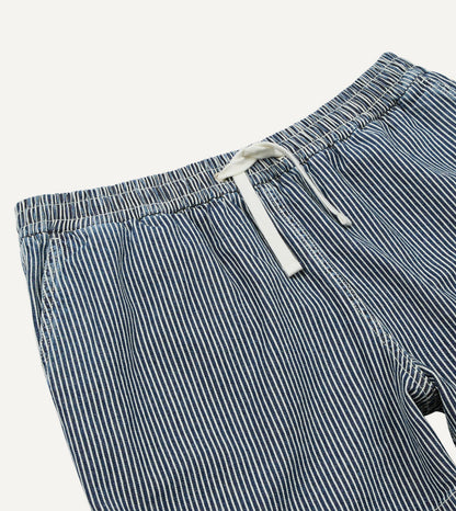 Drake's Indigo Stripe Cotton Drawstring Shorts