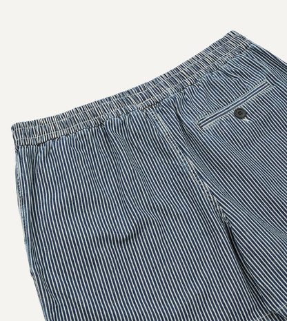 Drake's Indigo Stripe Cotton Drawstring Shorts