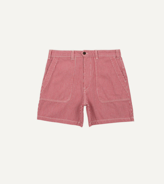 Drake's Red Stripe Cotton Fatigue Shorts