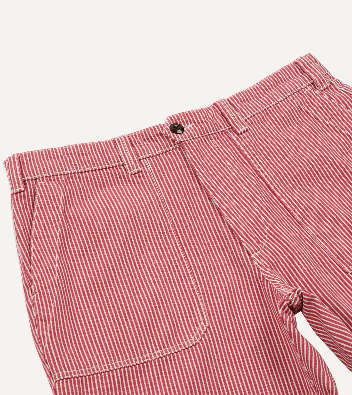 Drake's Red Stripe Cotton Fatigue Shorts
