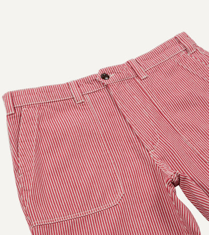 Drake's Red Stripe Cotton Fatigue Shorts
