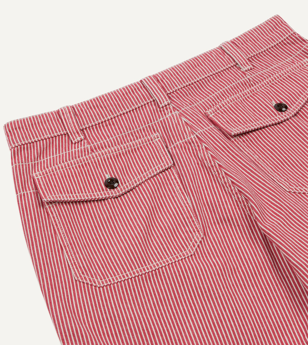 Drake's Red Stripe Cotton Fatigue Shorts