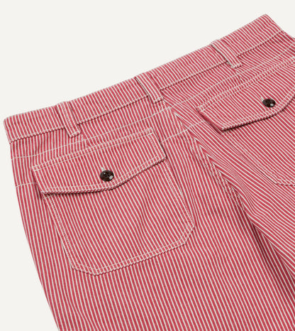 Drake's Red Stripe Cotton Fatigue Shorts