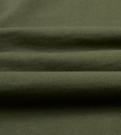 Drake's Khaki Green Cotton Quarter Zip Collared Sweatshirt