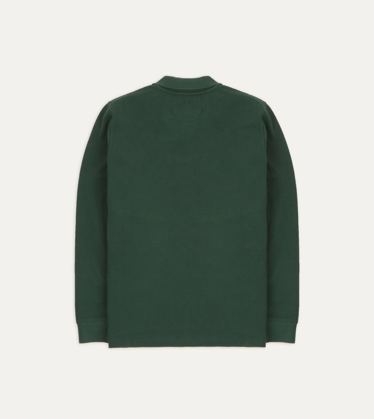 Drake's Green Pique Cotton Long-Sleeve Polo Shirt