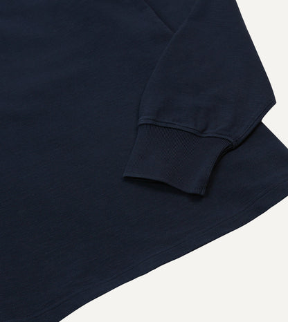 Drake's Navy Pique Cotton Long-Sleeve Polo Shirt