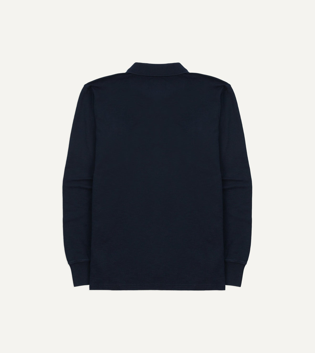 Drake's Navy Pique Cotton Long-Sleeve Polo Shirt