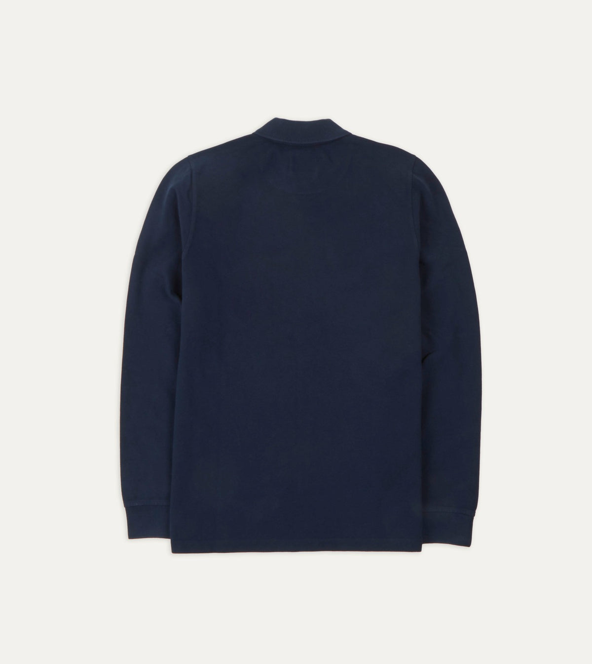 Drake's Light Navy Pique Cotton Long-Sleeve Polo Shirt