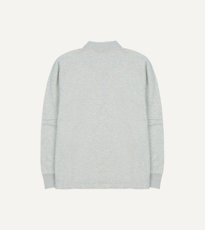 Drake's Grey Melange Jersey Cotton Long-Sleeve Polo Shirt