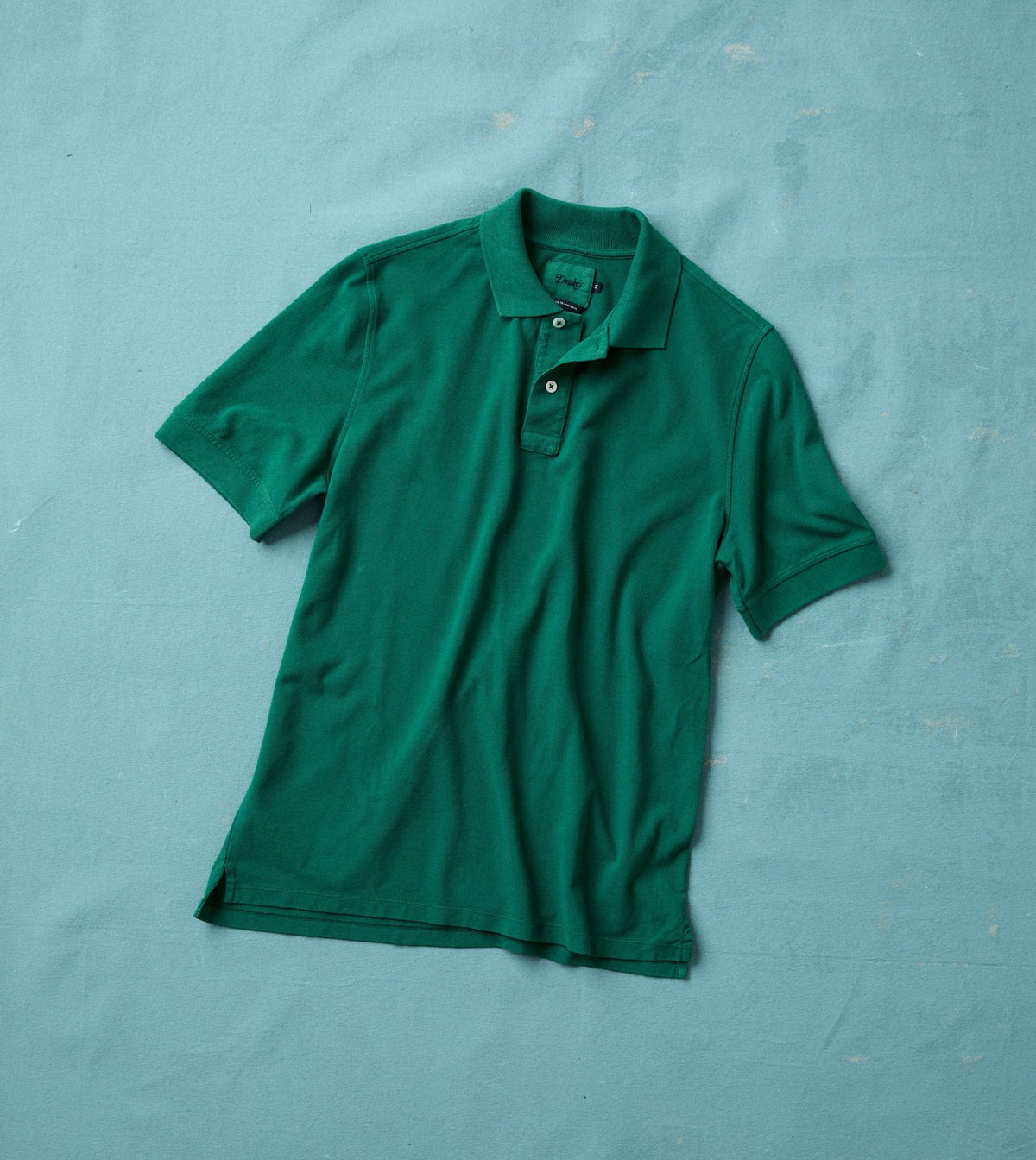 Drake's Green Piqué Cotton Polo Shirt