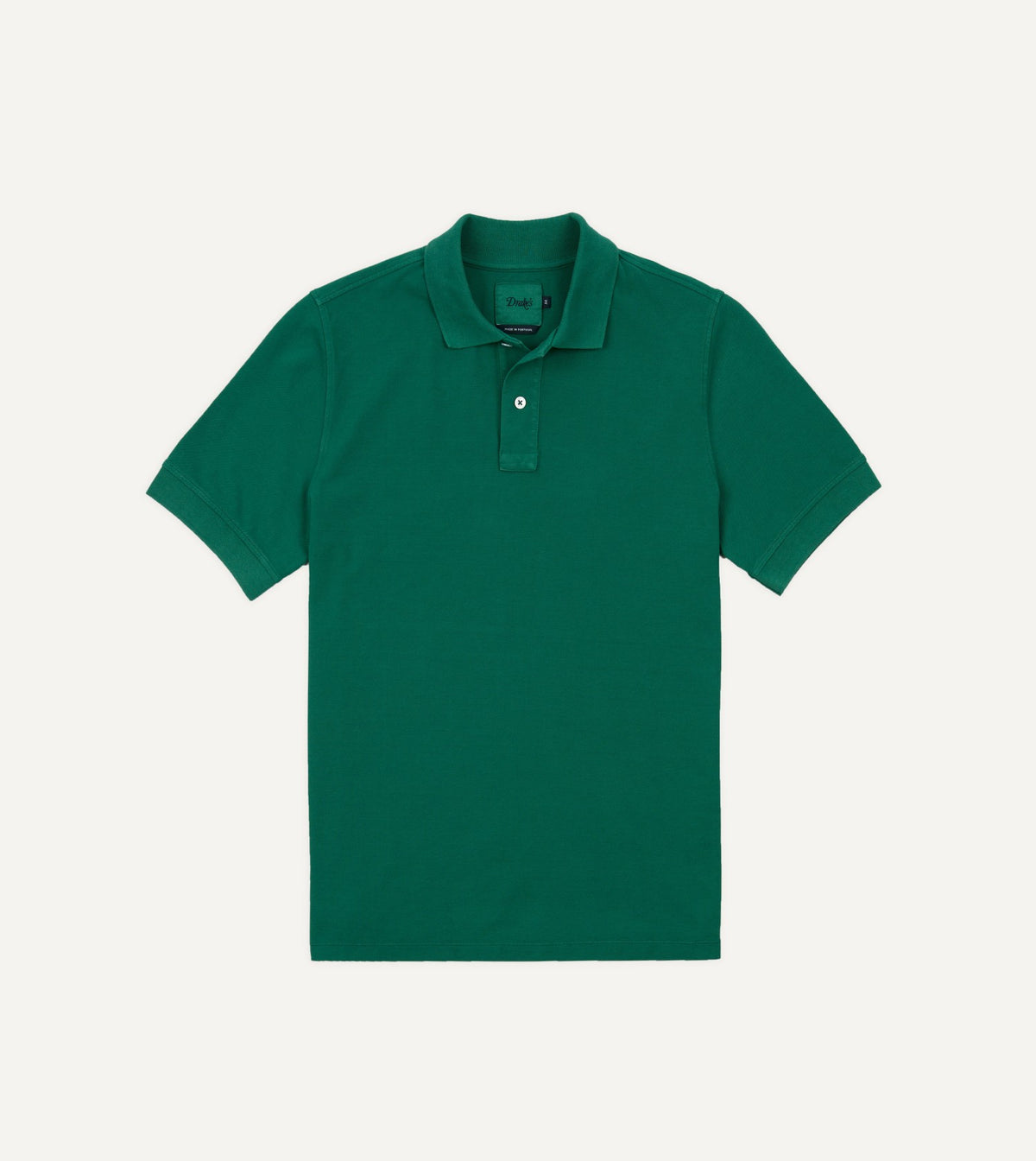 Drake's Green Piqué Cotton Polo Shirt
