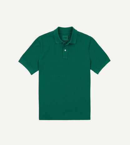 Drake's Green Piqué Cotton Polo Shirt