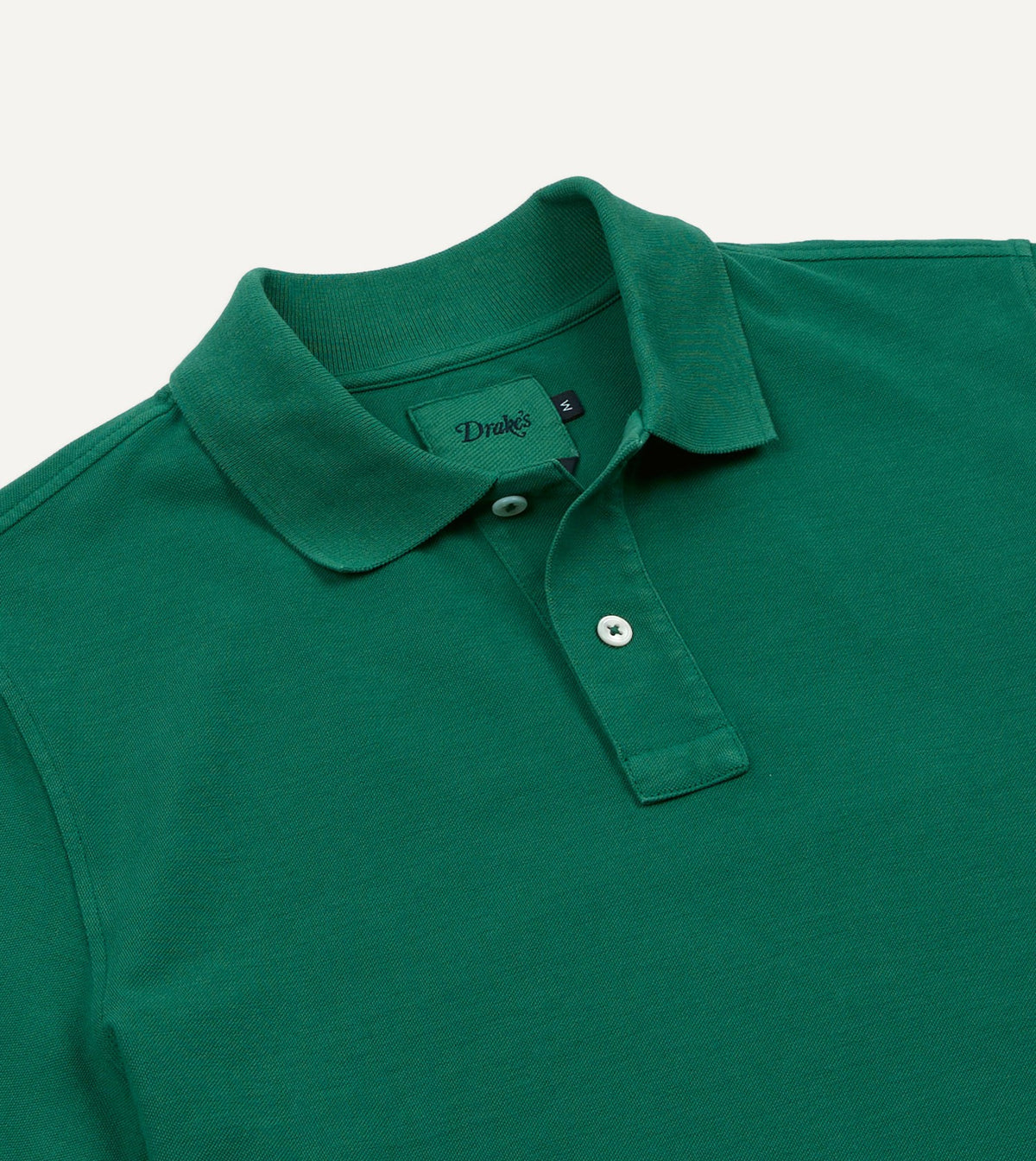 Drake's Green Piqué Cotton Polo Shirt