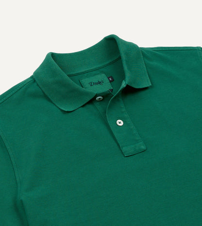 Drake's Green Piqué Cotton Polo Shirt