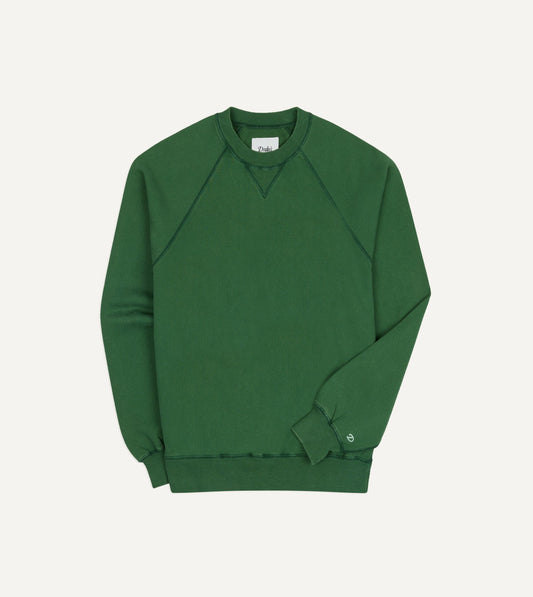 Drake's Green Cotton-Hemp Raglan Sweatshirt