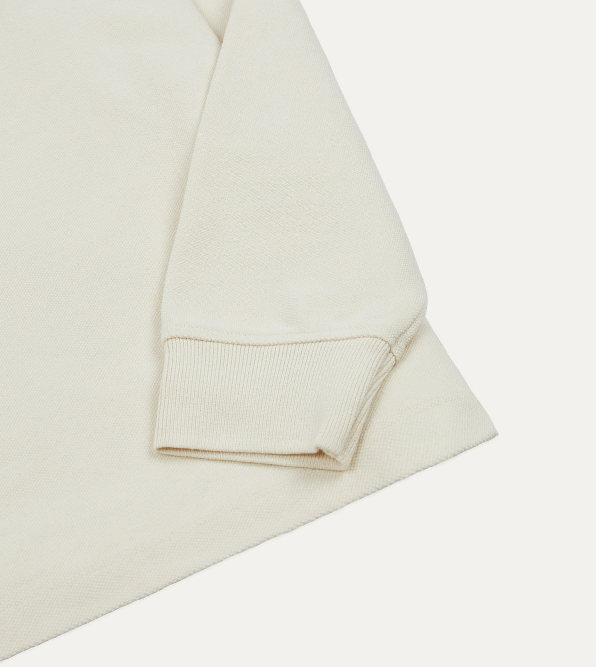 Drake's Ecru Pique Cotton Long-Sleeve Polo Shirt