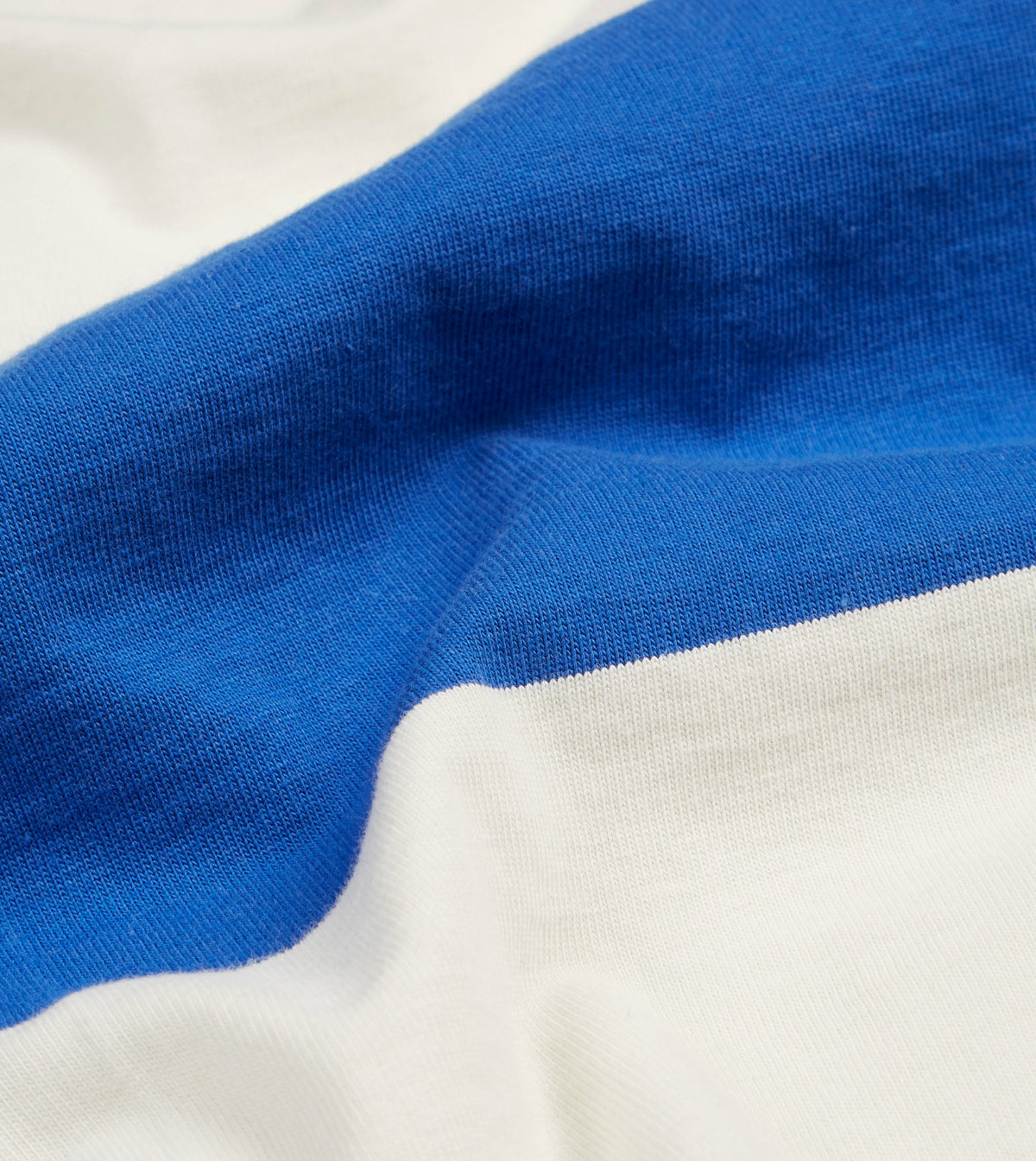 Drake's Blue and White Wide Stripe Mock Collar Long-Sleeve Jersey