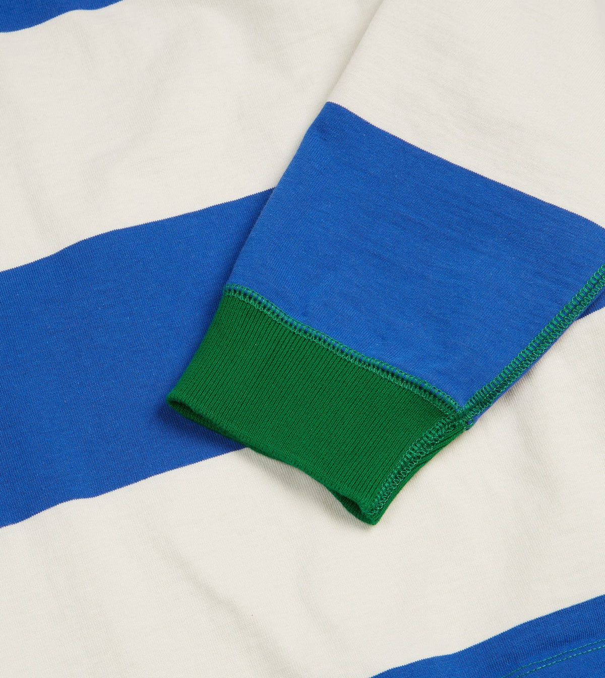 Drake's Blue and White Wide Stripe Mock Collar Long-Sleeve Jersey