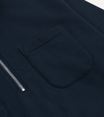 Drake's Navy Cotton Half-Zip Collared Sweatshirt