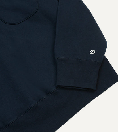 Drake's Navy Cotton Half-Zip Collared Sweatshirt