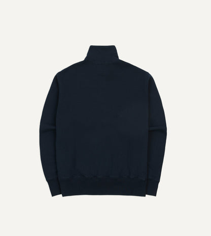 Drake's Navy Cotton Half-Zip Collared Sweatshirt