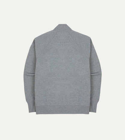 Drake's Grey Cotton Quarter Zip Sweatshirt