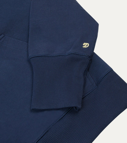 Drake's Navy Cotton Quarter Zip Sweatshirt
