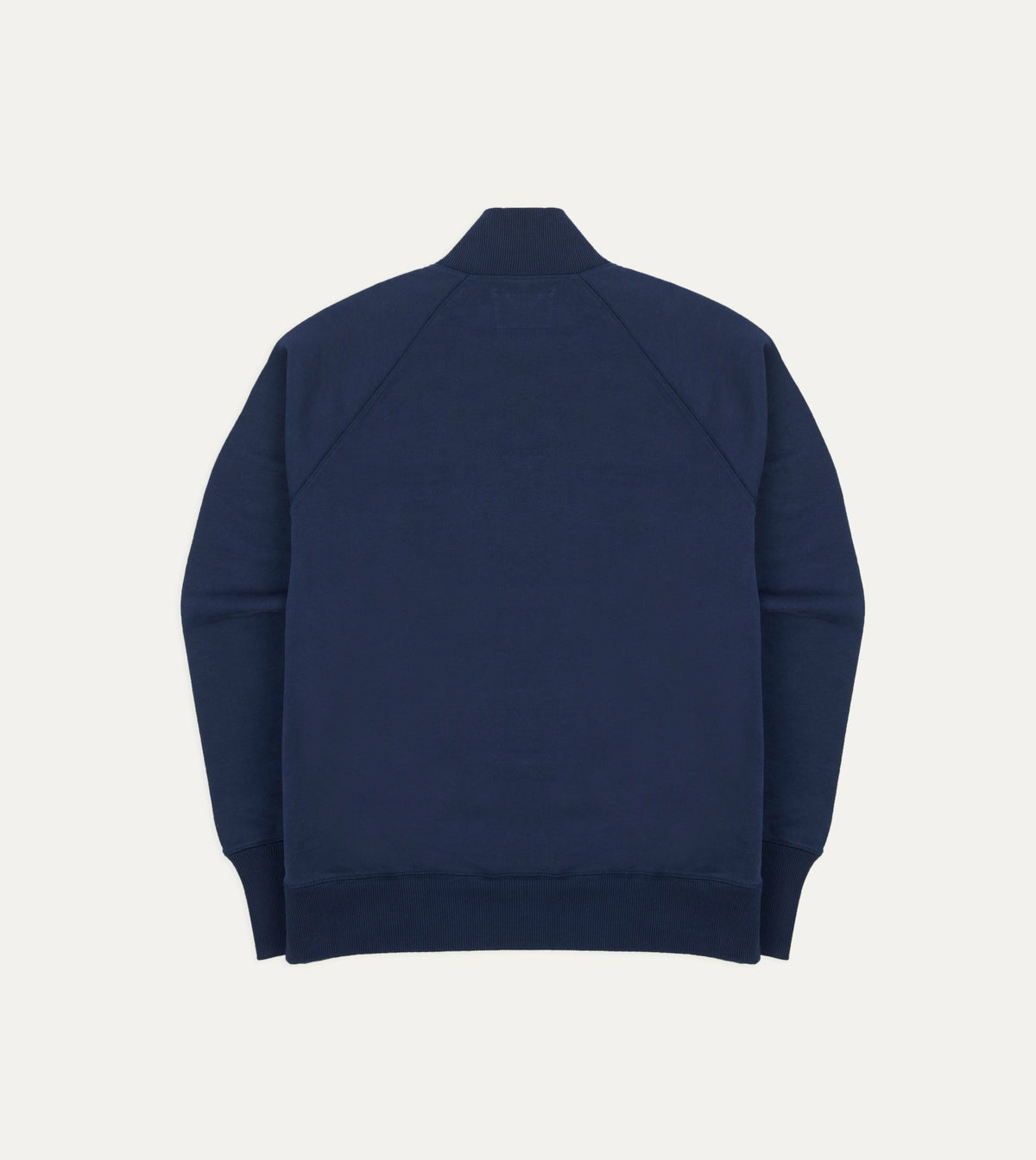 Drake's Navy Cotton Quarter Zip Sweatshirt