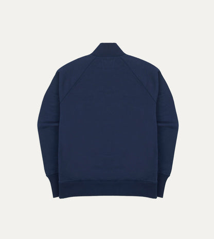 Drake's Navy Cotton Quarter Zip Sweatshirt