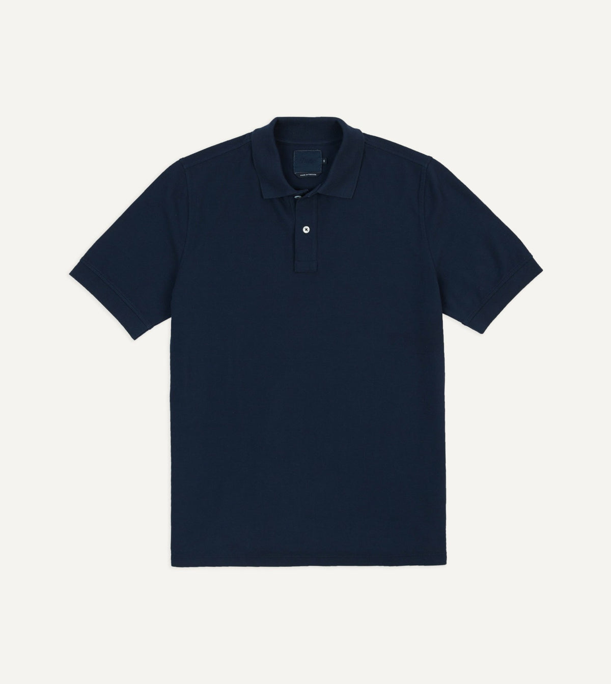 Drake's Dark Navy Piqué Cotton Polo Shirt