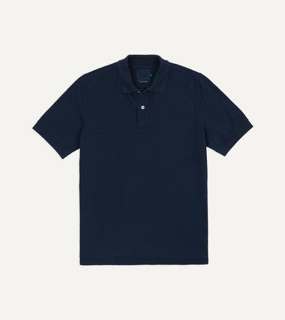 Drake's Dark Navy Piqué Cotton Polo Shirt