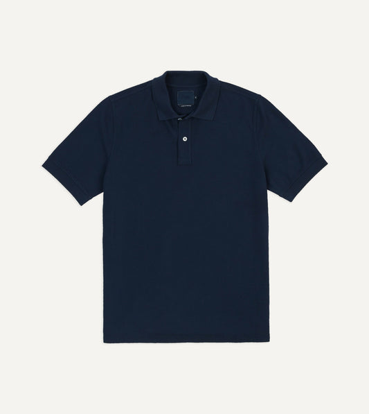 Drake's Dark Navy Piqué Cotton Polo Shirt