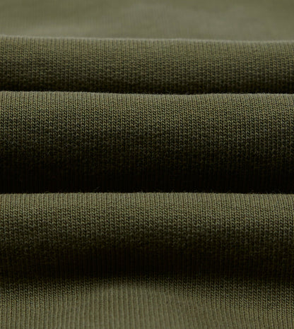 Drake's Khaki Green Cotton Quarter Zip Sweatshirt
