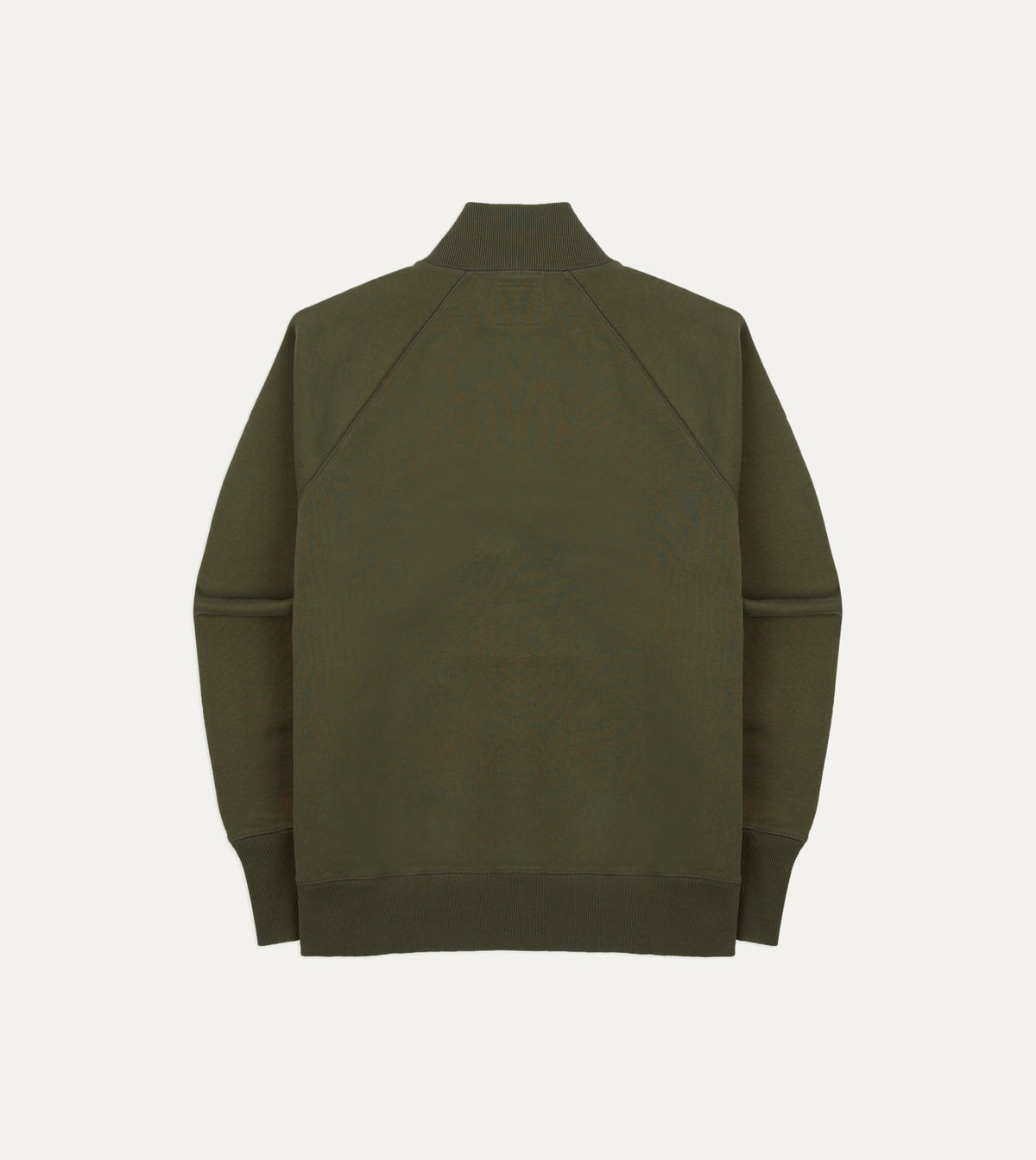 Drake's Khaki Green Cotton Quarter Zip Sweatshirt