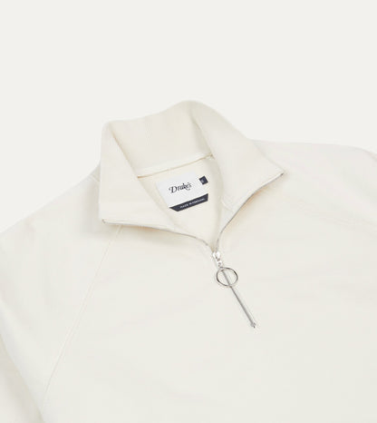 Drake's Ecru Cotton Quarter Zip Sweatshirt