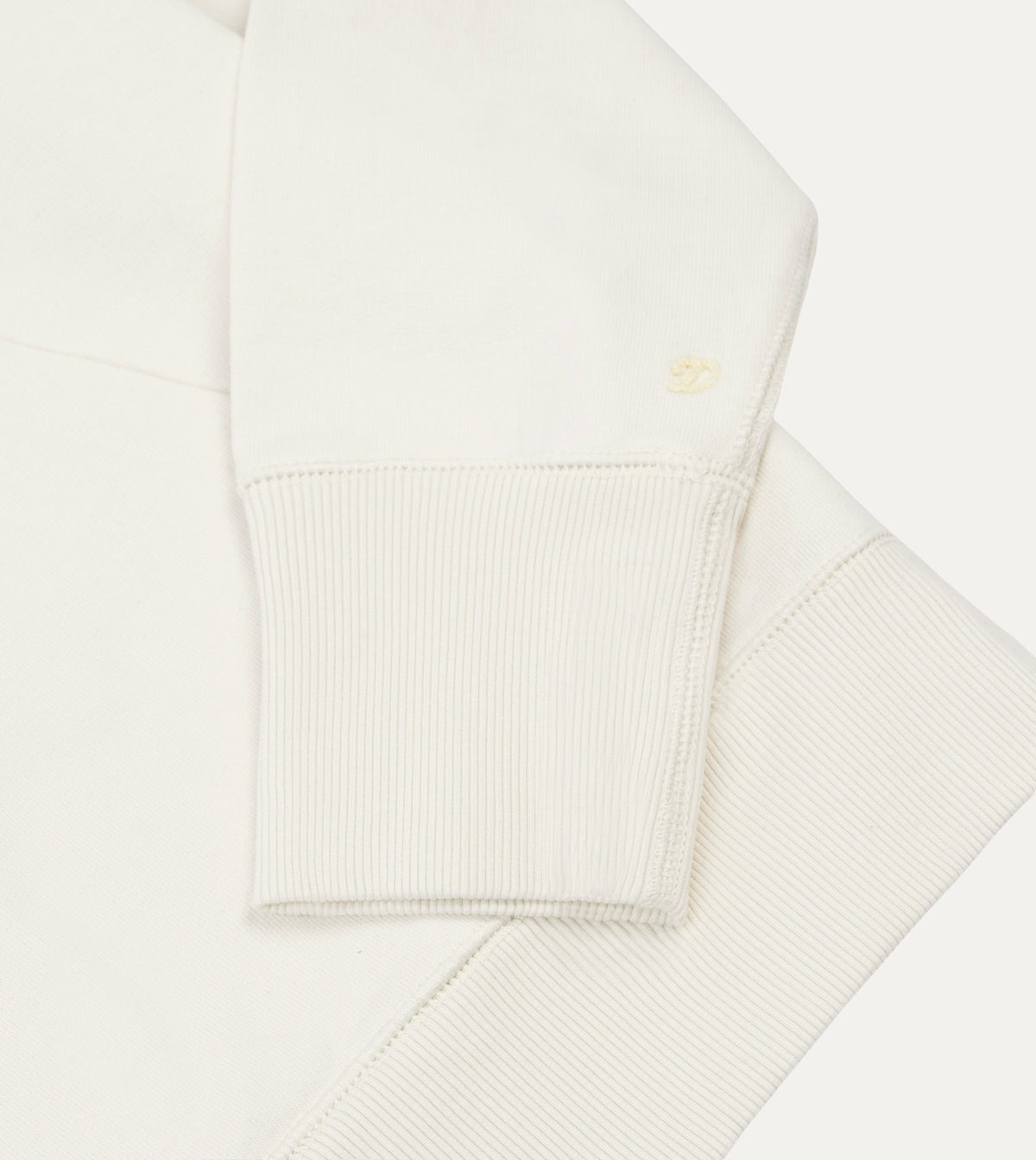 Drake's Ecru Cotton Quarter Zip Sweatshirt