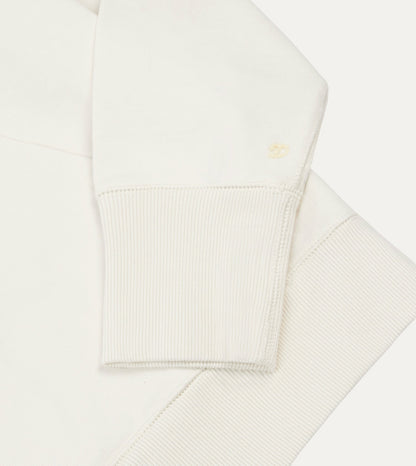 Drake's Ecru Cotton Quarter Zip Sweatshirt