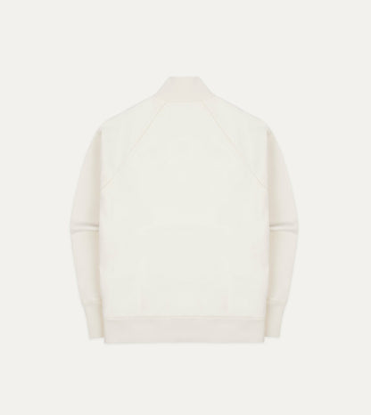 Drake's Ecru Cotton Quarter Zip Sweatshirt