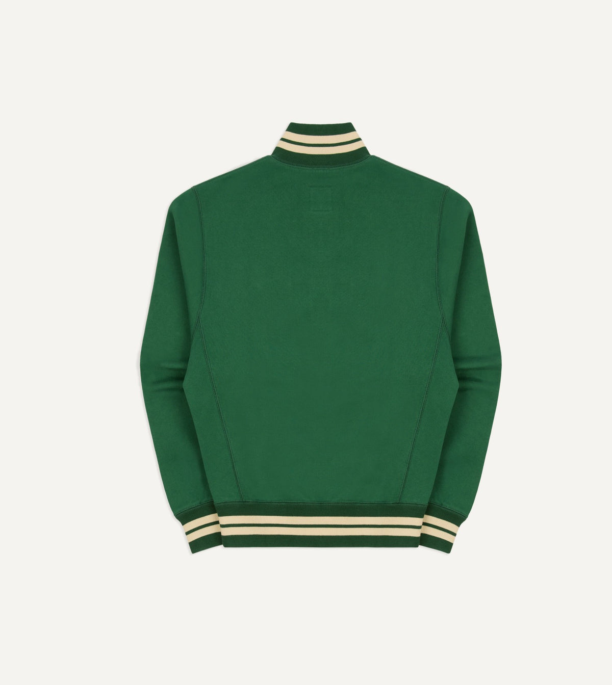 Drake's Green and Ecru Cotton Zip-Through Sweatshirt